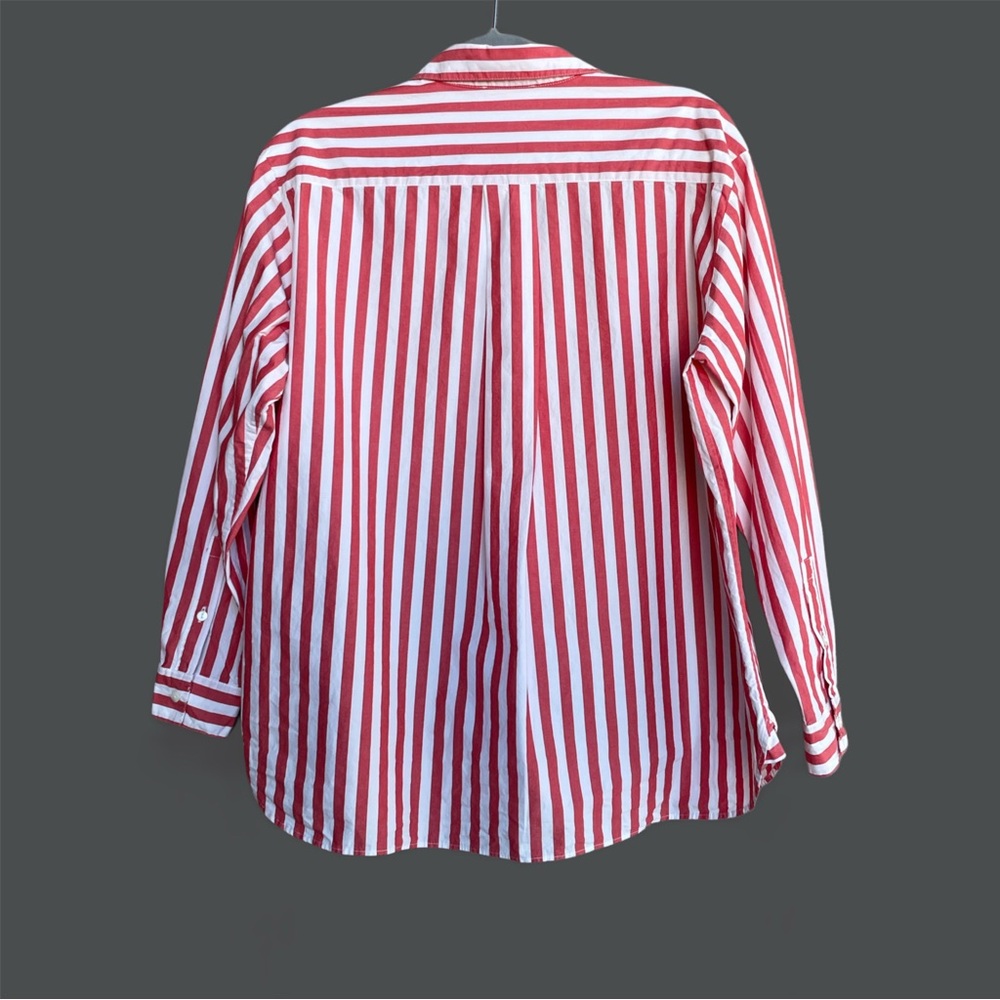 Sezane Coral and White Striped Button-Down Shirt - Picture 8 of 16